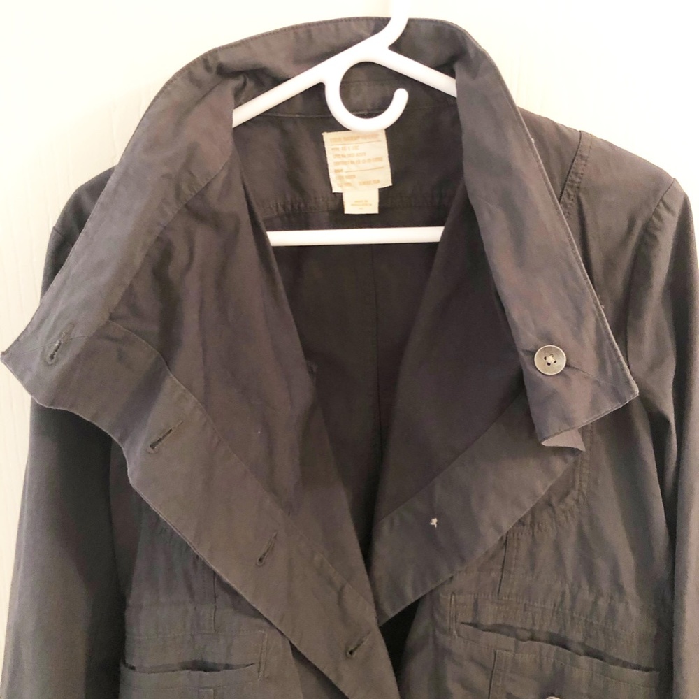 Gray Asymmetrical Floppy Collared Cropped Coat - image 2